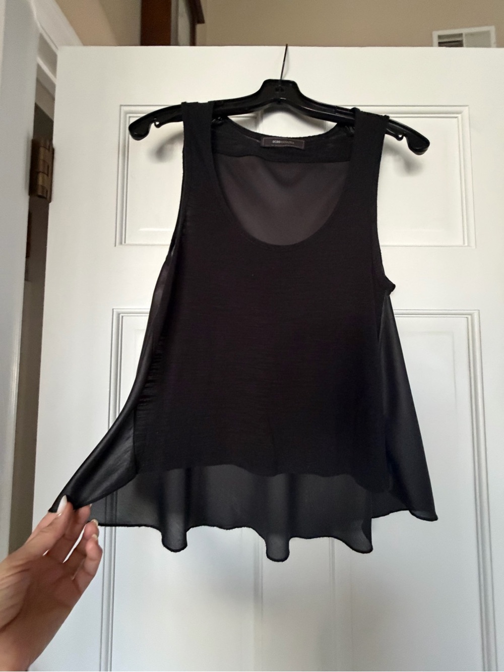 BCBGMaxAzria Black Layered Chiffon Hem Tank